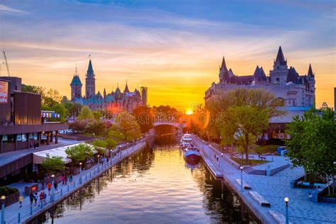 Ottawa Cityscape During Sunset Editorial Stock Photo Image Of River