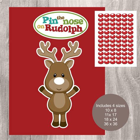 Christmas Printable Game Pin The Nose On Rudolph Instant