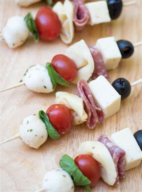 Delicious Ingredients All Together In One Little Appetizer Skewer