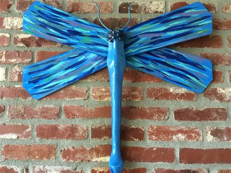 Cyan Wings Dragonfly Fan Blade Art Dragonfly Yard Art Diy Yard Decor