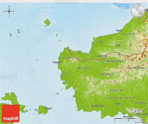 Physical 3d Map Of West Kalimantan