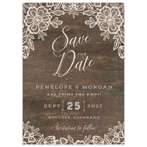 Woodgrain Lace Wedding Invitations