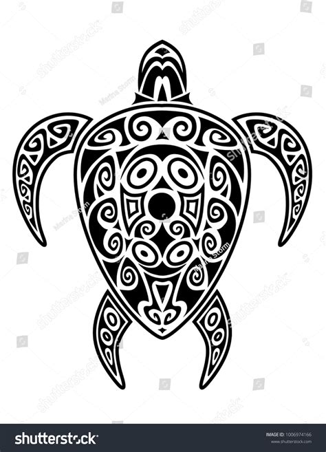 Vektor Stok Sea Turtle Maori Style Tattoo Sketch Tanpa Royalti
