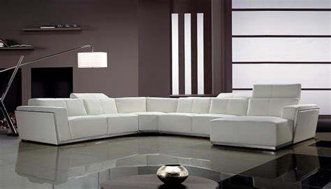 Free shipping on select products! Contemporary White Leather Sectional Sofa with Retractable ...