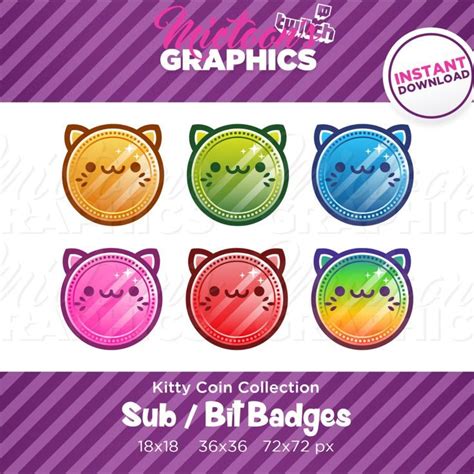 Twitch Kitty Cat Coin Collection Sub Badges Bit Badges Subscriber