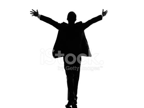 Rear View Back Business Arms Outstretched Man Silhouette Stock Photos