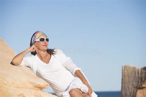 Relaxed Confident Mature Woman Beach Stock Photos Free Royalty Free Stock Photos From