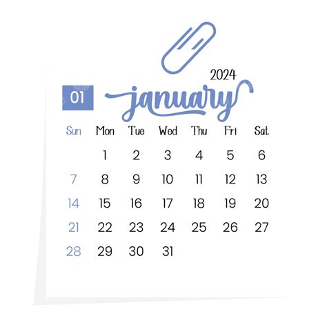 Calendrier De Janvier 2024 Avec Style Notes Autocollantes Vecteur Png
