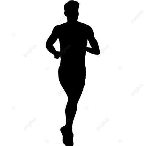 Gambar Pelari Siluet Hitam Berlari Pria Di Latar Belakang Putih Orang