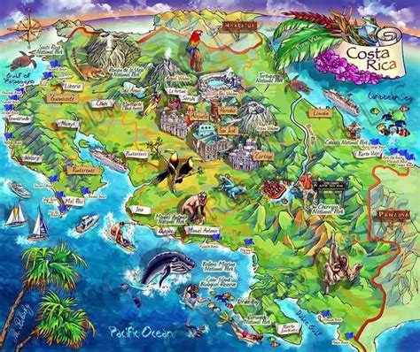 Detailed Tourist Illustrated Map Of Costa Rica Costa Rica North America Mapsland Maps Of
