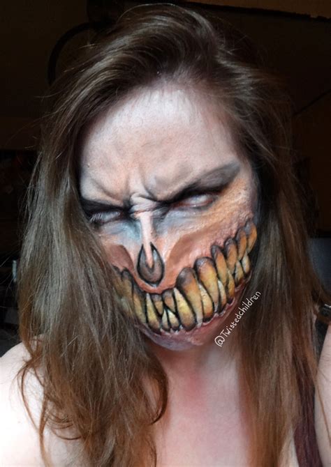 Creating wolf makeup to go with your halloween costume is simple, since many of the components are found in your regular cosmetics stash. creepy werewolf makeup using homemade diy prosthetic for halloween by IG:@twistedchildren