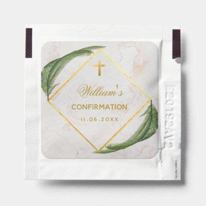 Baptism Favors Faux Gold Marble Green Fern Leaves Hand Sanitizer Packet