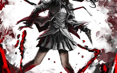 Anime Girls Digital Art Blood Knife Wallpaper Anime
