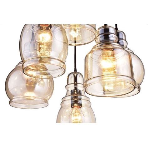 Mariana Cognac Glass Antique Black And Round Base 6 Light Pendant Bed Bath And Beyond 17155065