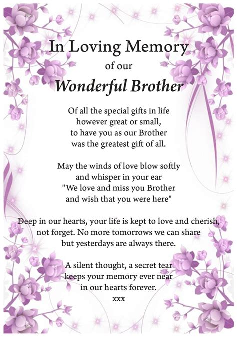 In Loving Memory Poems For Brother