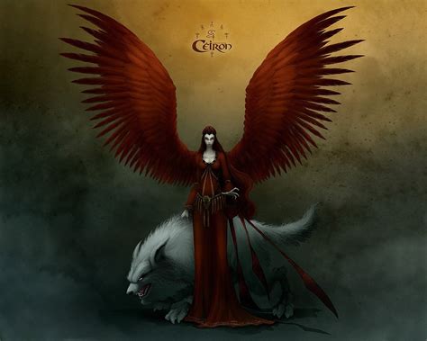 Wallpaper Wings Angel Wolf Demon Mythology Beak Girl Feather