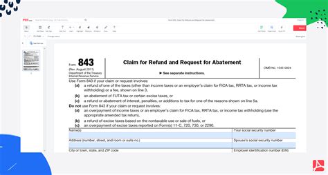 Form 843 Claim For Refund And Request For Abatement — Pdfliner
