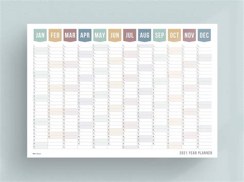 2021 Year Planner Earth Tone Large Wall Planner Year Etsy Wall