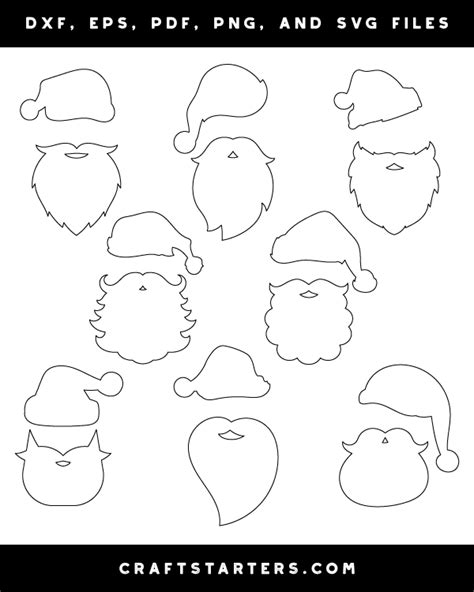 Santa Claus Hat And Beard Outline Patterns Dfx Eps Pdf Png And Svg