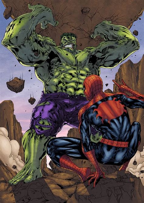 Hulk Vs Spider Man Marvel Comics Art Spiderman Hulk Comic
