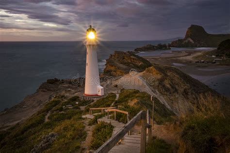 Castle Point Lighthouse Located Near The Village Of Castlepoint In The