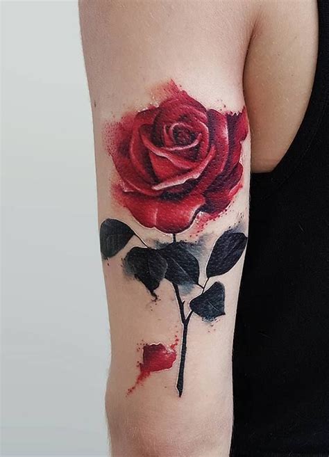 Beautiful Watercolor Rose Tattoo © Tattoo Studio Roza Sake Tattoo Crew