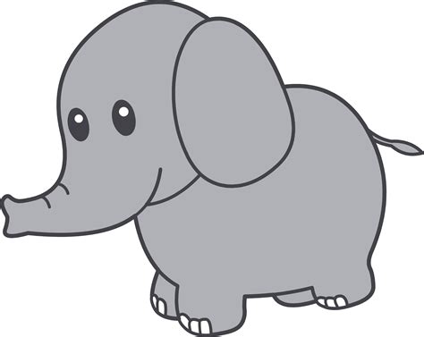 Elephant Clipart Image Cute Cartoon Baby Elephant With Trunk In