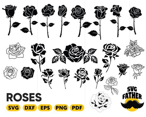 Roses Svg Rose Blossom Svg Flowers Svg Rose Monogram Svg Roses