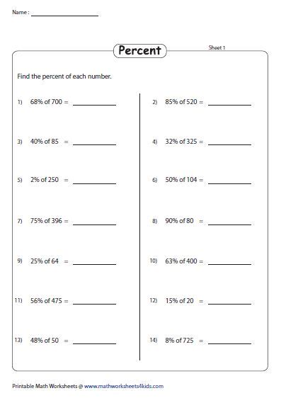 Interactive exercise worksheet (editable, printable, and sendable). Percent of a whole number | Algebra worksheets, Worksheets ...