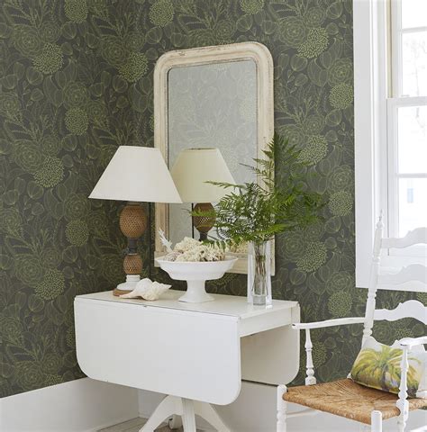 2903 25855 Alannah Green Botanical Floral Wallpaper Wallcoveringsmart