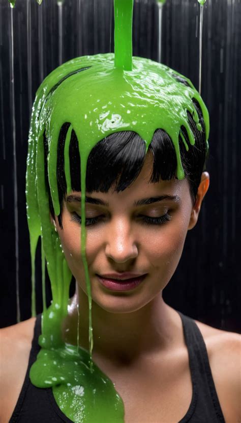 pixie haired woman green slimed model testing by theslimer on deviantart