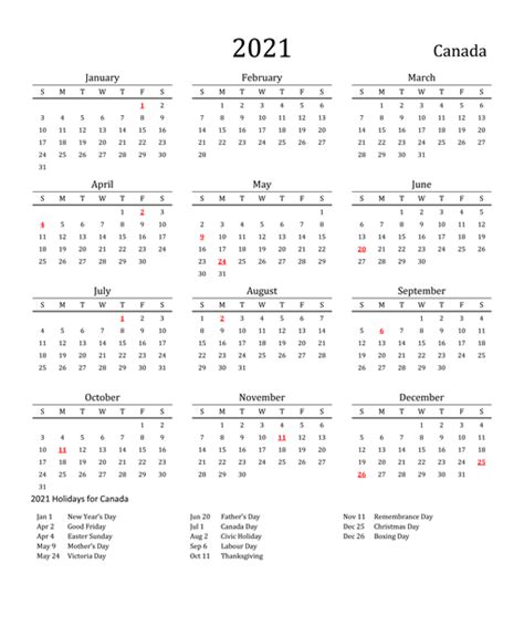 Free Printable Calendar 2021 Canada Free Resume Templates