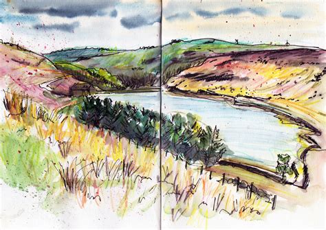 Quick Landscape Sketches In Pen Inktense Pencils And Watercolour