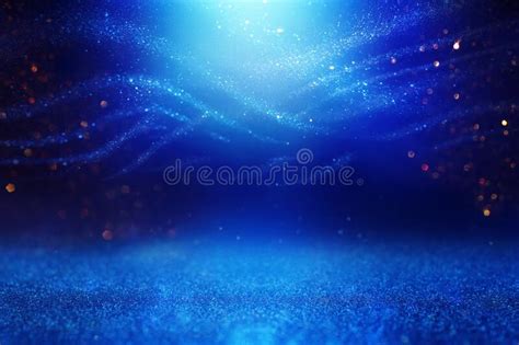 Background Of Abstract Bluer And Silver Glitter Lights Defocused Stock