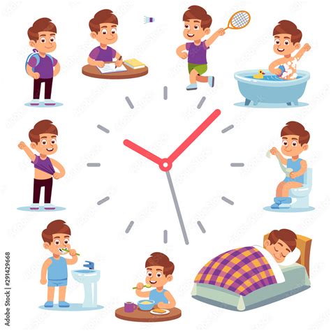 Daily Routine Clocks Daily Routine Clocks Schedule Of Happy Boy Life