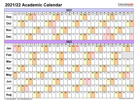 Academic Calendars 20212022 Free Printable Pdf Templates