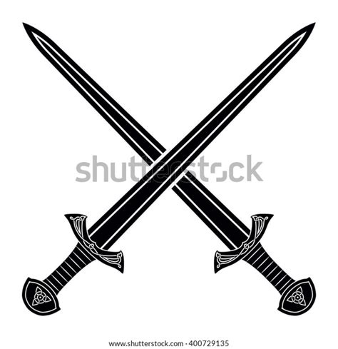 Two Crossed Gladius Sword Silhouette On Stock Vector Royalty Free
