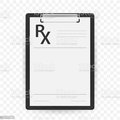 Blank Rx Prescription Form Isolated On White Background Vector Stock