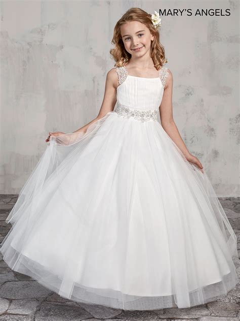 Long Flower Girl Dress With Beaded Bodice By Marys Bridal Mb9013