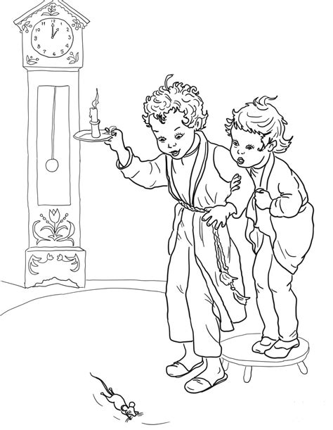 Hickory Dickory Dock Coloring Page Colouringpages