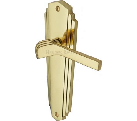 Heritage Brass Waldorf Art Deco Door Handles Backplate