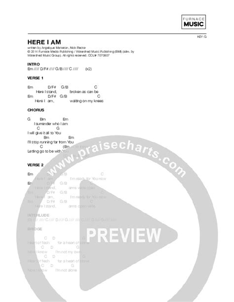 Here I Am Chords Pdf Angelique Marketon Praisecharts