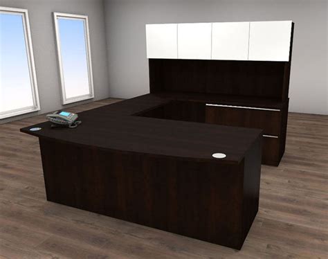 5pc U Shape Glass Door Modern Executive Office Desk Set Ch Ver U18