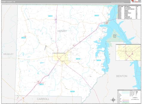 Henry County Tn Wall Map Premium Style By Marketmaps Mapsales