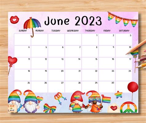 Editable June 2023 Calendar Lgbt Pride Month Planner With Etsy Israel