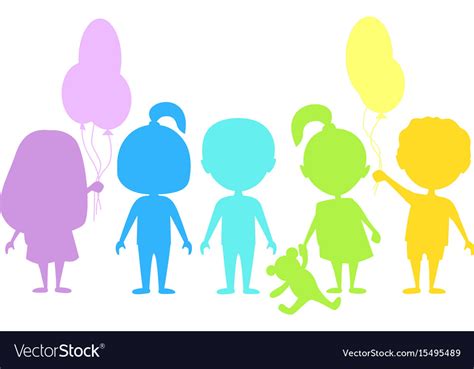 Colored Children Silhouettes Royalty Free Vector Image