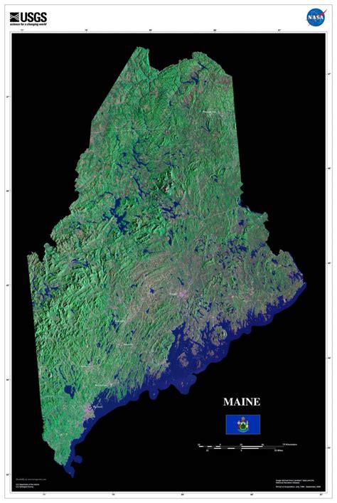 The Maine Satellite Imagery State Map Poster