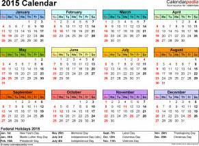 2015 Calendar With Holidays Excel Printable 2020 Calendar Canada