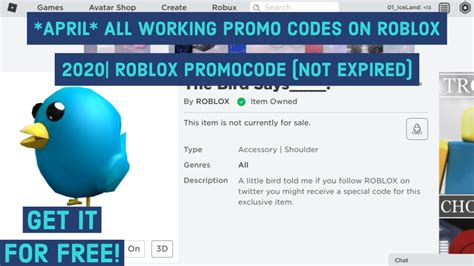 April All Working Promo Codes On Roblox 2020 Roblox Promocode Not