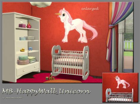 The Sims Resource Happy Wall Unicorn By Matomibotaki Sims 4 Downloads
